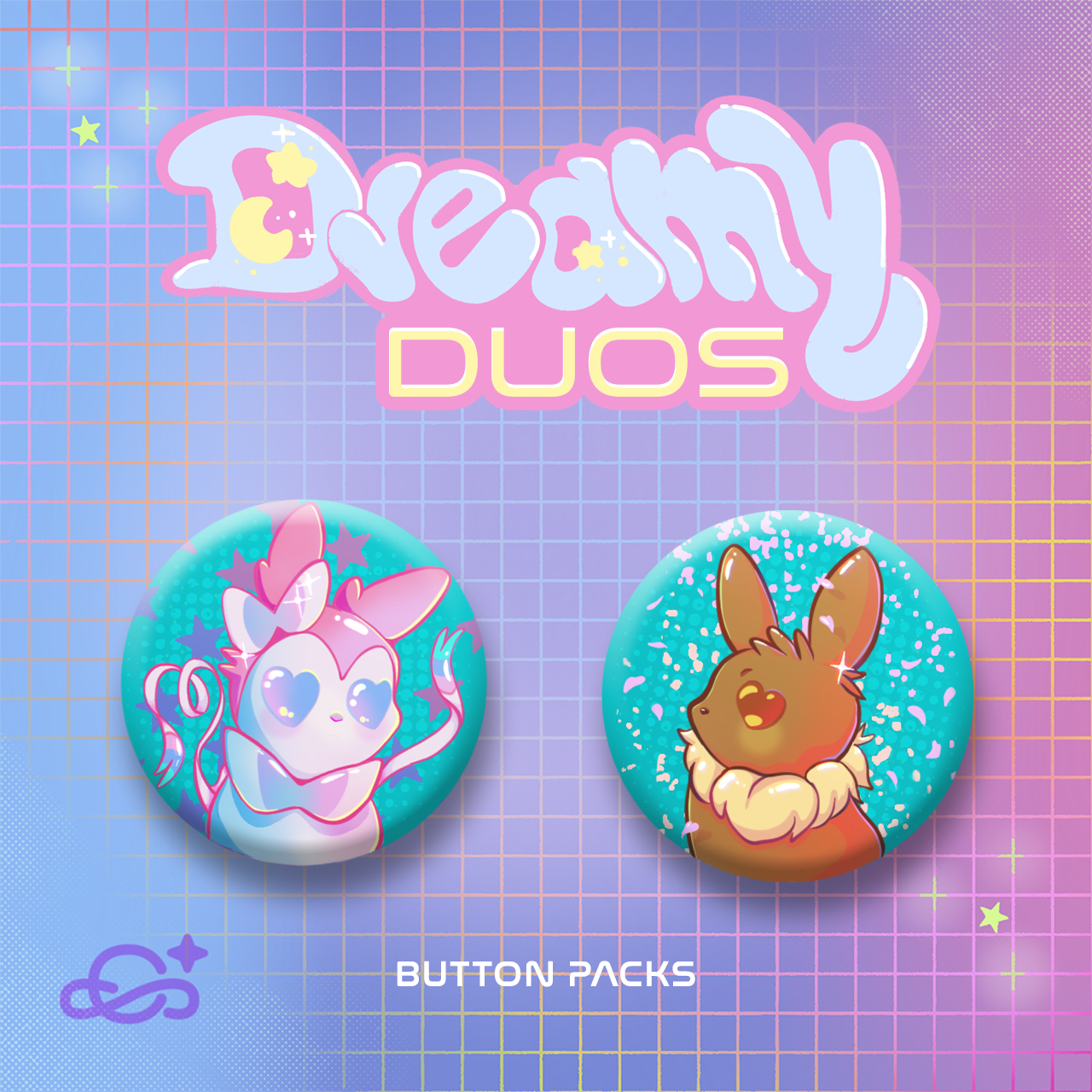 Dreamy Duo Button Pack - Eevee & Sylveon