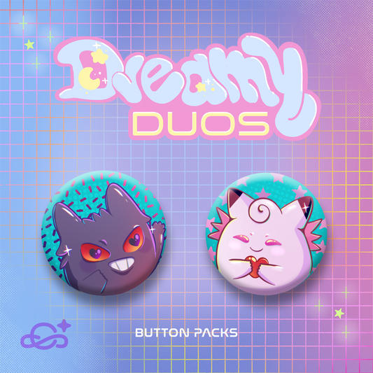 Dreamy Duo Button Pack - Gengar & Clefable